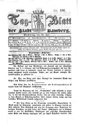 Tag-Blatt der Stadt Bamberg (Bamberger Tagblatt) Samstag 20. Juli 1850