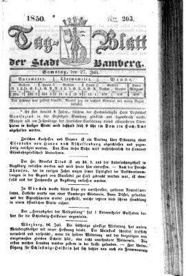 Tag-Blatt der Stadt Bamberg (Bamberger Tagblatt) Samstag 27. Juli 1850