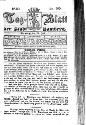 Tag-Blatt der Stadt Bamberg (Bamberger Tagblatt) Montag 29. Juli 1850