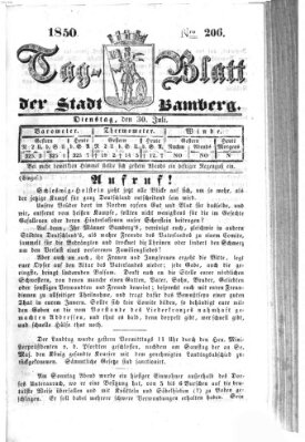 Tag-Blatt der Stadt Bamberg (Bamberger Tagblatt) Dienstag 30. Juli 1850