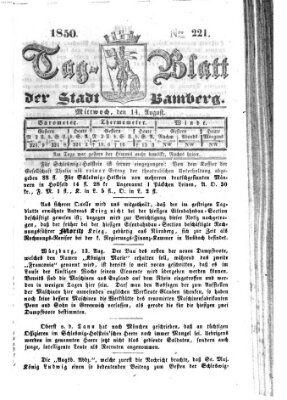 Tag-Blatt der Stadt Bamberg (Bamberger Tagblatt) Mittwoch 14. August 1850