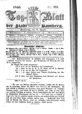 Tag-Blatt der Stadt Bamberg (Bamberger Tagblatt) Sonntag 18. August 1850