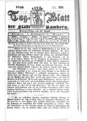 Tag-Blatt der Stadt Bamberg (Bamberger Tagblatt) Donnerstag 22. August 1850