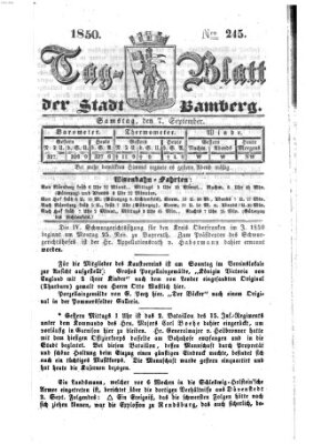 Tag-Blatt der Stadt Bamberg (Bamberger Tagblatt) Samstag 7. September 1850