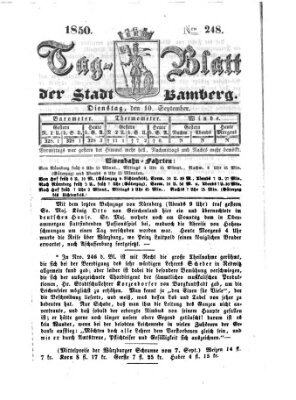 Tag-Blatt der Stadt Bamberg (Bamberger Tagblatt) Dienstag 10. September 1850