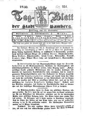 Tag-Blatt der Stadt Bamberg (Bamberger Tagblatt) Freitag 13. September 1850