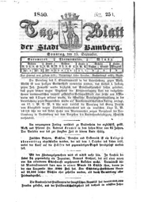 Tag-Blatt der Stadt Bamberg (Bamberger Tagblatt) Sonntag 15. September 1850