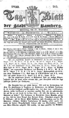 Tag-Blatt der Stadt Bamberg (Bamberger Tagblatt) Freitag 27. September 1850