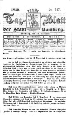 Tag-Blatt der Stadt Bamberg (Bamberger Tagblatt) Montag 18. November 1850