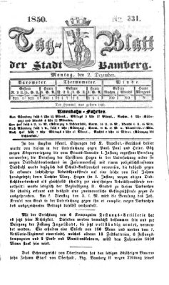 Tag-Blatt der Stadt Bamberg (Bamberger Tagblatt) Montag 2. Dezember 1850