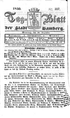 Tag-Blatt der Stadt Bamberg (Bamberger Tagblatt) Montag 30. Dezember 1850