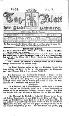 Tag-Blatt der Stadt Bamberg (Bamberger Tagblatt) Sonntag 5. Januar 1851