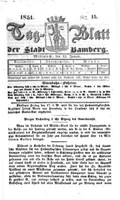 Tag-Blatt der Stadt Bamberg (Bamberger Tagblatt) Mittwoch 15. Januar 1851