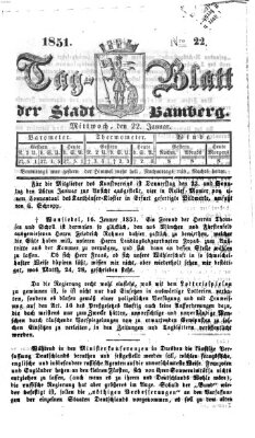 Tag-Blatt der Stadt Bamberg (Bamberger Tagblatt) Mittwoch 22. Januar 1851