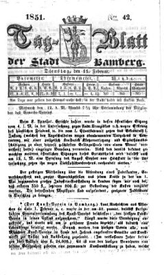 Tag-Blatt der Stadt Bamberg (Bamberger Tagblatt) Dienstag 11. Februar 1851