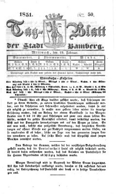 Tag-Blatt der Stadt Bamberg (Bamberger Tagblatt) Mittwoch 19. Februar 1851