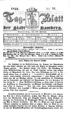 Tag-Blatt der Stadt Bamberg (Bamberger Tagblatt) Donnerstag 20. Februar 1851