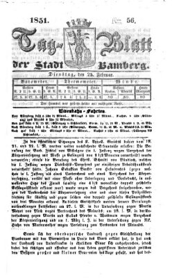 Tag-Blatt der Stadt Bamberg (Bamberger Tagblatt) Dienstag 25. Februar 1851