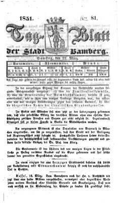 Tag-Blatt der Stadt Bamberg (Bamberger Tagblatt) Samstag 22. März 1851