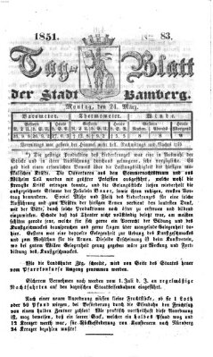 Tag-Blatt der Stadt Bamberg (Bamberger Tagblatt) Montag 24. März 1851