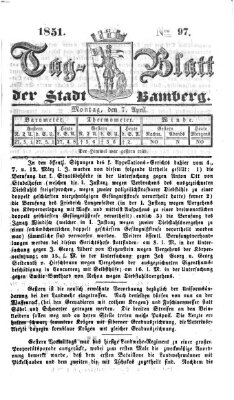 Tag-Blatt der Stadt Bamberg (Bamberger Tagblatt) Montag 7. April 1851