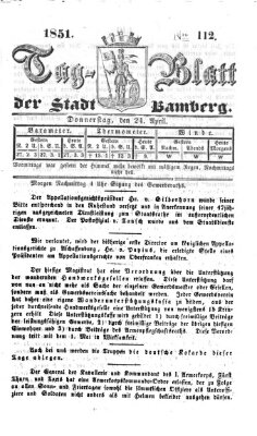 Tag-Blatt der Stadt Bamberg (Bamberger Tagblatt) Donnerstag 24. April 1851