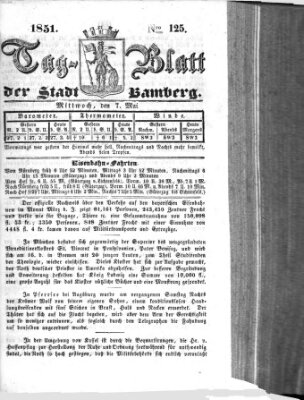 Tag-Blatt der Stadt Bamberg (Bamberger Tagblatt) Mittwoch 7. Mai 1851