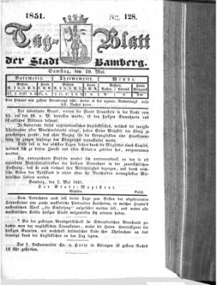 Tag-Blatt der Stadt Bamberg (Bamberger Tagblatt) Samstag 10. Mai 1851