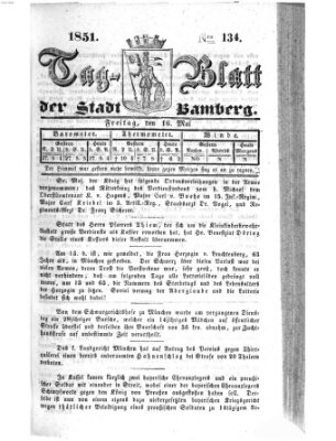 Tag-Blatt der Stadt Bamberg (Bamberger Tagblatt) Freitag 16. Mai 1851