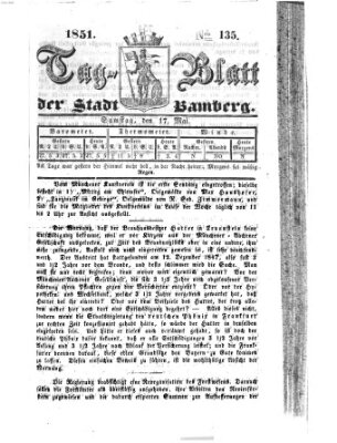 Tag-Blatt der Stadt Bamberg (Bamberger Tagblatt) Samstag 17. Mai 1851