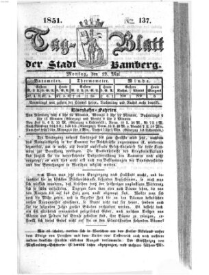 Tag-Blatt der Stadt Bamberg (Bamberger Tagblatt) Montag 19. Mai 1851