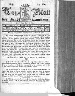 Tag-Blatt der Stadt Bamberg (Bamberger Tagblatt) Sonntag 1. Juni 1851