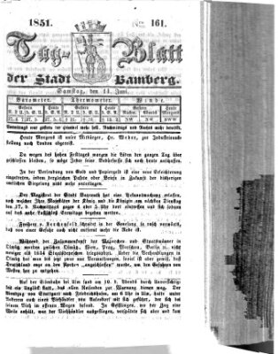 Tag-Blatt der Stadt Bamberg (Bamberger Tagblatt) Samstag 14. Juni 1851