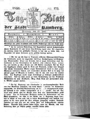 Tag-Blatt der Stadt Bamberg (Bamberger Tagblatt) Freitag 27. Juni 1851