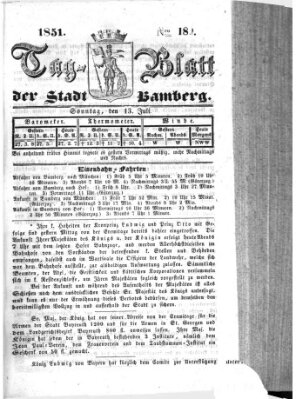 Tag-Blatt der Stadt Bamberg (Bamberger Tagblatt) Sonntag 13. Juli 1851