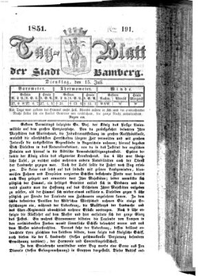 Tag-Blatt der Stadt Bamberg (Bamberger Tagblatt) Dienstag 15. Juli 1851