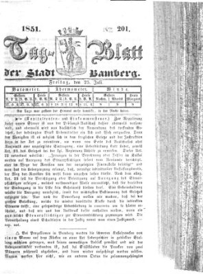 Tag-Blatt der Stadt Bamberg (Bamberger Tagblatt) Freitag 25. Juli 1851