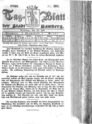 Tag-Blatt der Stadt Bamberg (Bamberger Tagblatt) Samstag 26. Juli 1851