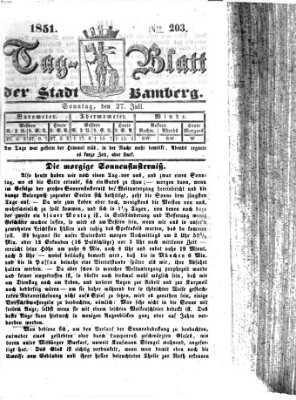 Tag-Blatt der Stadt Bamberg (Bamberger Tagblatt) Sonntag 27. Juli 1851