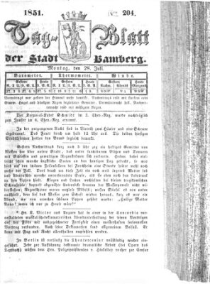 Tag-Blatt der Stadt Bamberg (Bamberger Tagblatt) Montag 28. Juli 1851