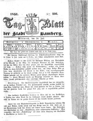 Tag-Blatt der Stadt Bamberg (Bamberger Tagblatt) Mittwoch 30. Juli 1851