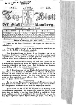 Tag-Blatt der Stadt Bamberg (Bamberger Tagblatt) Donnerstag 28. August 1851