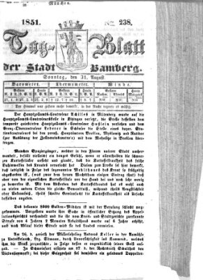 Tag-Blatt der Stadt Bamberg (Bamberger Tagblatt) Sonntag 31. August 1851