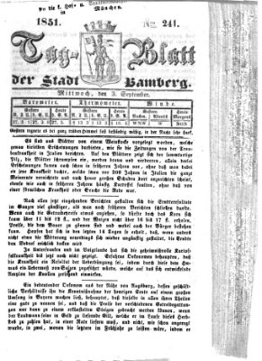 Tag-Blatt der Stadt Bamberg (Bamberger Tagblatt) Mittwoch 3. September 1851