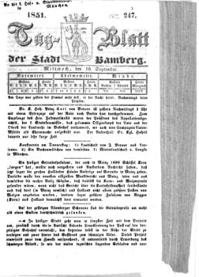 Tag-Blatt der Stadt Bamberg (Bamberger Tagblatt) Mittwoch 10. September 1851