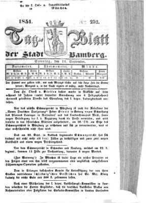 Tag-Blatt der Stadt Bamberg (Bamberger Tagblatt) Sonntag 14. September 1851