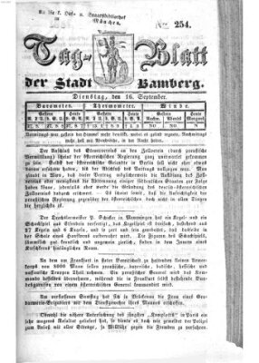 Tag-Blatt der Stadt Bamberg (Bamberger Tagblatt) Dienstag 16. September 1851