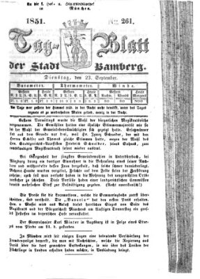 Tag-Blatt der Stadt Bamberg (Bamberger Tagblatt) Dienstag 23. September 1851