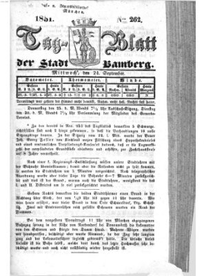 Tag-Blatt der Stadt Bamberg (Bamberger Tagblatt) Mittwoch 24. September 1851