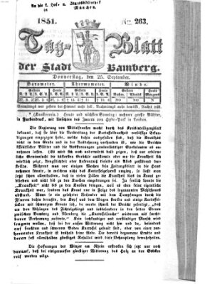 Tag-Blatt der Stadt Bamberg (Bamberger Tagblatt) Donnerstag 25. September 1851